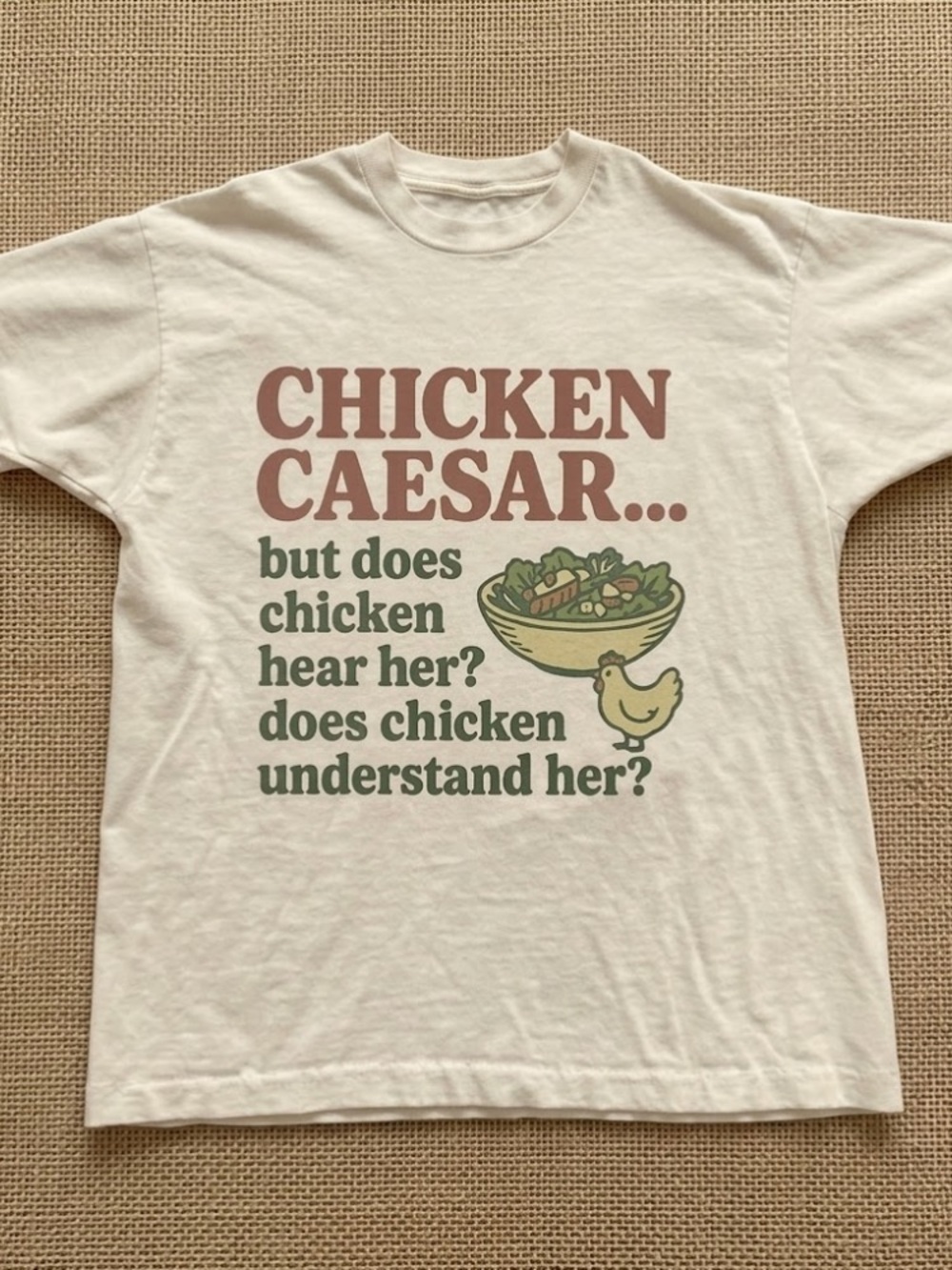 Chicken Caesar Graphic Tee - Cream with Earth Tones